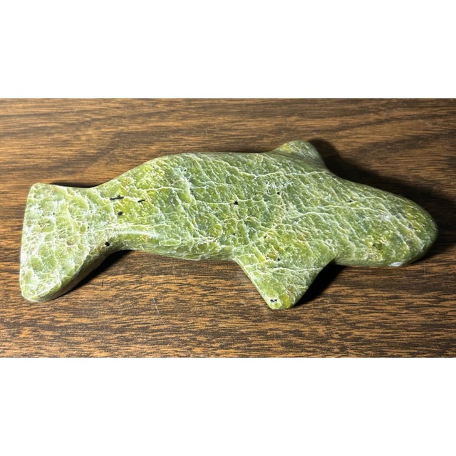 Traditional Vintage Canadian Inuit Serpentine Stone Whale Carving (20th Century) For Sale - Image 3 of 10
