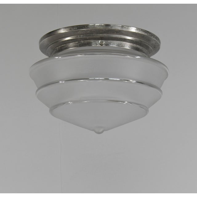 Flush mount A beautiful modernist French art deco flush mount made around 1930-1940. The base in nickel plated solid brass...