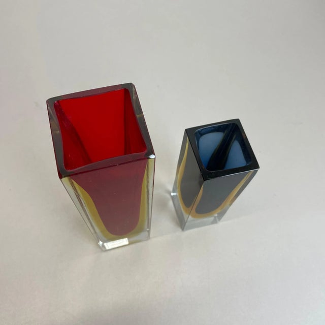 Italian Faceted Sommerso Vases in Murano Glass from Cenedese Vetri, 1970s, Set of 2 For Sale - Image 6 of 18