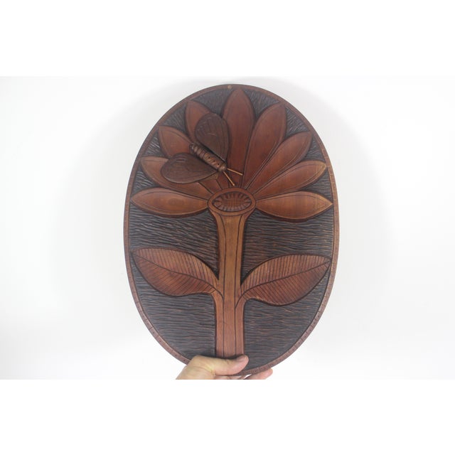 Mid Century Hand Carved Wood Wall Art For Sale - Image 9 of 10