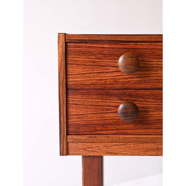 1960s Vintage Scandinavian Rosewood Nightstand with Two Drawers, 1960s For Sale - Image 5 of 8