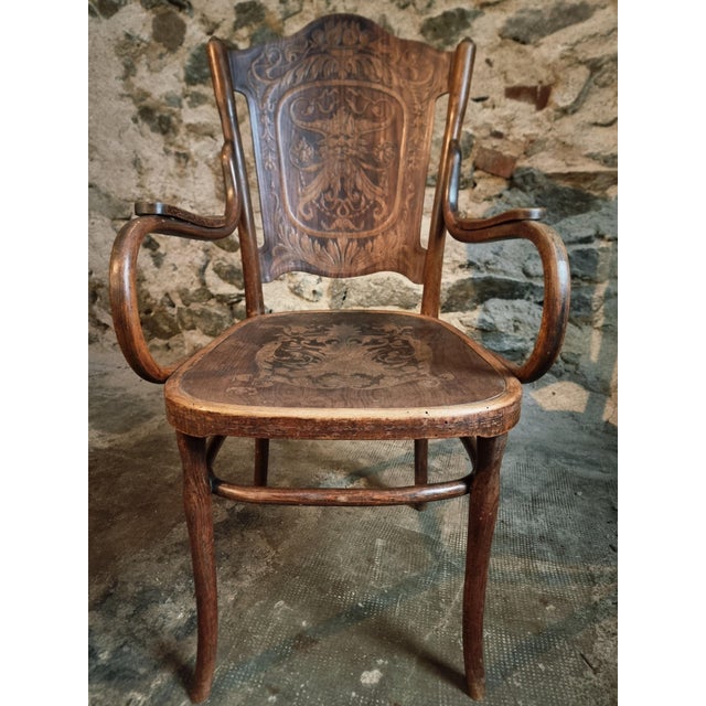 Antique Bentwood Armchair by Jacob & Josef Kohn, Vienna, Austria, 1900s For Sale - Image 5 of 15