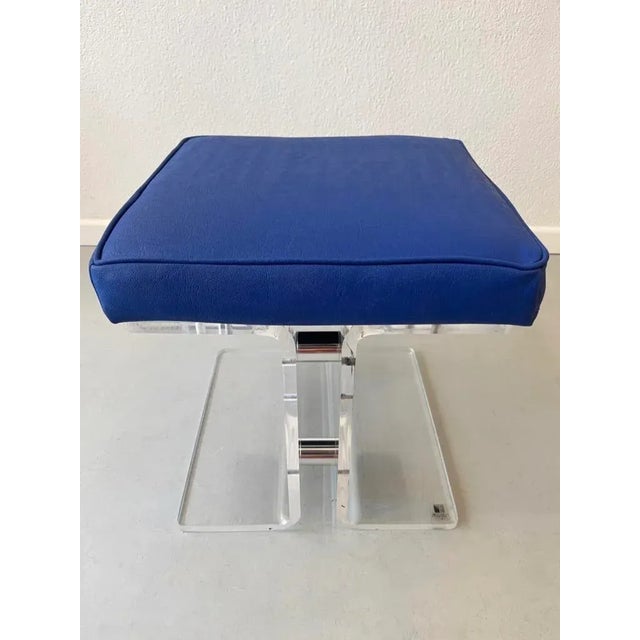 Vintage Acrylic Glass and Metal Stool from Marais International, 1970 For Sale - Image 3 of 9