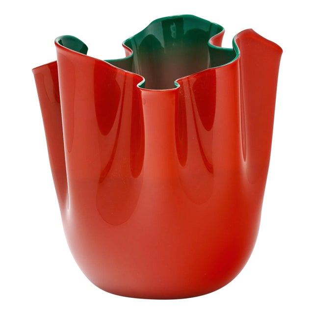 Murano Glass Vintage “Fazzoletto” Vase by Venini For Sale