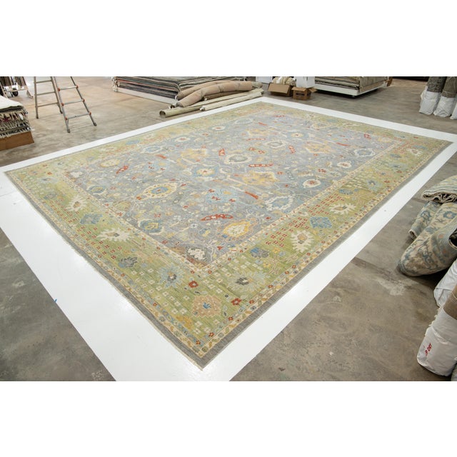 Modern Apadana's Modern Sultanabad Wool Rug Handmade in Gray With Floral Design For Sale - Image 3 of 12