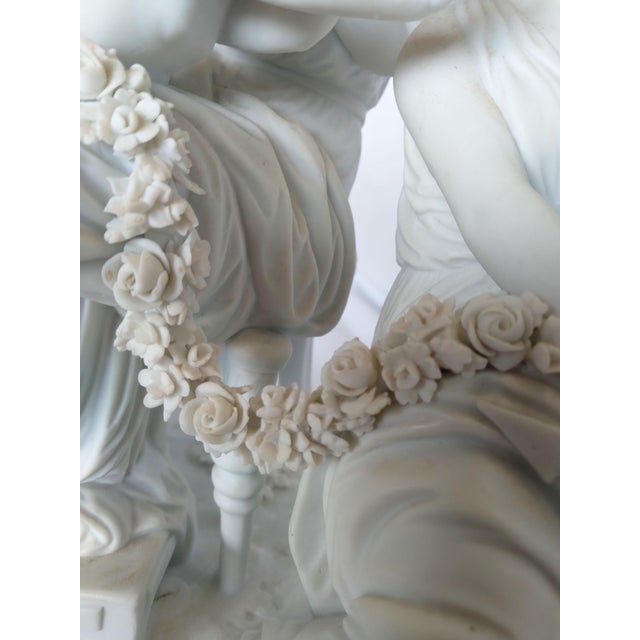 Meissen European Bisque Porcelain Figural Group With Crossed Swords Mark For Sale - Image 4 of 5