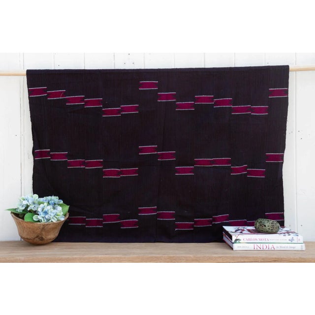 Vintage Burgundy Ghanian Kente Throw For Sale In Los Angeles - Image 6 of 6