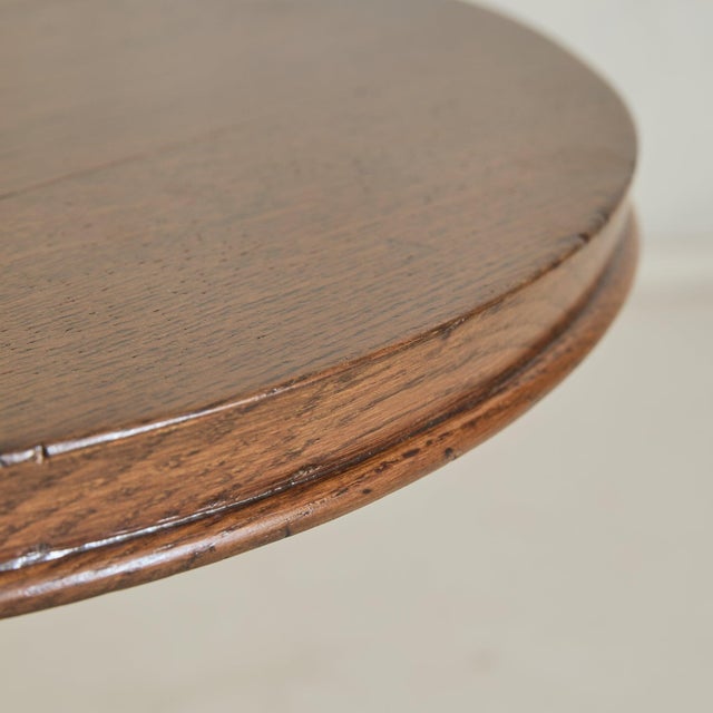 French Round Wood Pedestal Accent Table, 1950s For Sale - Image 9 of 11
