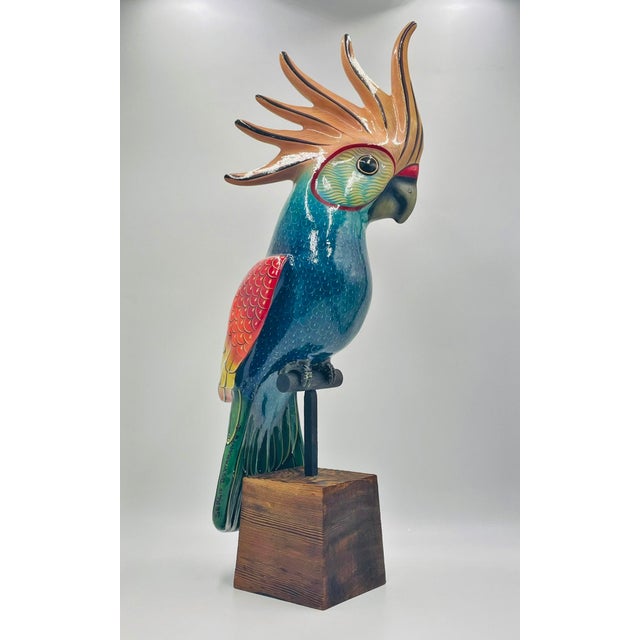 Vintage Sergio Bustamante Papier Mâché Parrot Sculpture, Mexican Modernism For Sale - Image 11 of 18