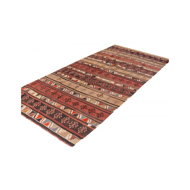 Vintage handwoven decorative kilim rug from Konya region of Turkey. Approximately 50-60 years old. In very good condition.