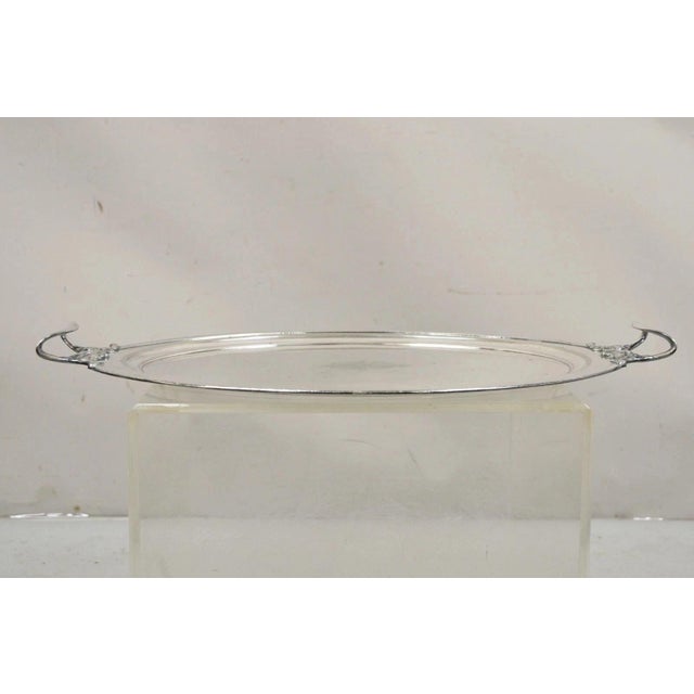 Antique Meriden B Co. Victorian Silver Plated Oval Serving Platter Tray Engraved For Sale - Image 12 of 12