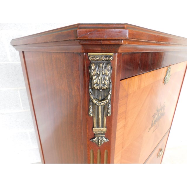 Early 20th Century Antique French Louis XV Marquetry Secretary Desk For Sale - Image 5 of 18