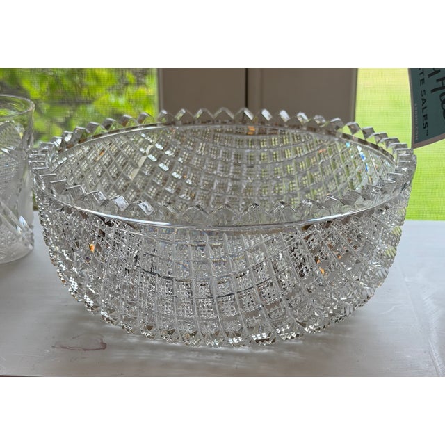 Antique American Brilliant Cut Crystal Serving Bowl For Sale - Image 4 of 4
