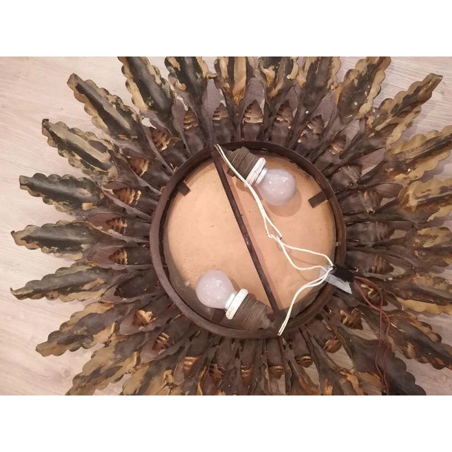 Metal Golden Sun Mirror, 1950s For Sale - Image 7 of 13