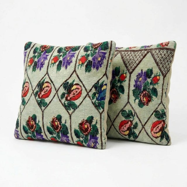 This beautiful 20'' x 20'' & 19'' x 19'' hand-woven Kilim pillow cover set was made from authentic Turkish kilim. The...