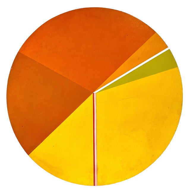 Reuven Berman Kadim, Israeli Round Tondo Hard Edged Geometric Abstract Color Painting Reuven Berman, 1974 For Sale