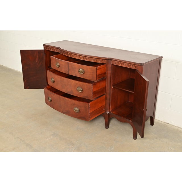 Wood Romweber Antique Federal Inlaid Flame Mahogany Sideboard Credenza, Circa 1920s For Sale - Image 7 of 12