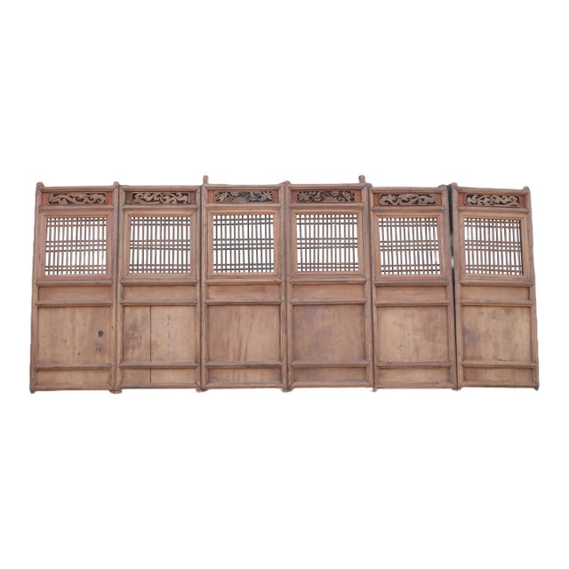 Antique Chinese Wood Screen Panels-Set of 6 For Sale