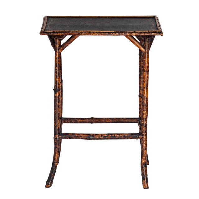 Chinoiserie Vintage Petite Tortise Bamboo Side Table For Sale - Image 3 of 11