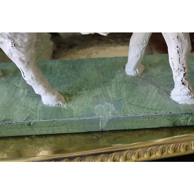 Vintage Hand-Painted English Country Grazing Sheep Sculpture on Green Plinth For Sale - Image 10 of 18