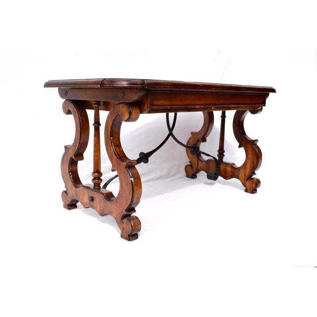 Spanish Colonial Revival Desk Library Table For Sale - Image 10 of 12