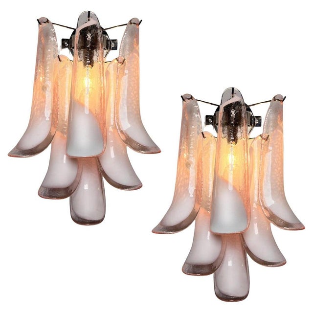 Italian Petal Murano Sconces, 1990s, Set of 2 For Sale - Image 10 of 10