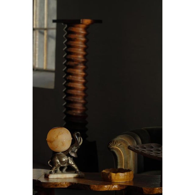 Early 20th Century Art Deco Elephant Table Lamp with Alabaster Globe, 1930s For Sale - Image 9 of 18
