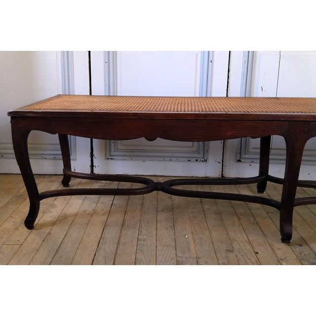 Louis XV Style Bench with Cross-Braced Design, 1890s For Sale - Image 10 of 17