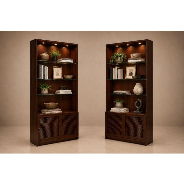 1960s Architectural Brazilian Modern Style Bookcases in Aged Reclaimed Rosewood, Pair For Sale - Image 17 of 17
