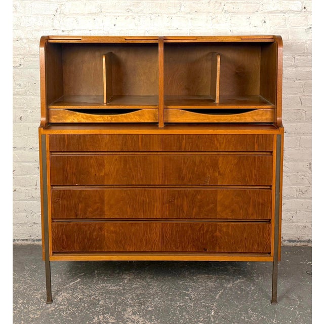 Mid-Century Modern Mid 20th Century Double Roll-Top Dresser Attributed Edmund Spence For Sale - Image 3 of 17