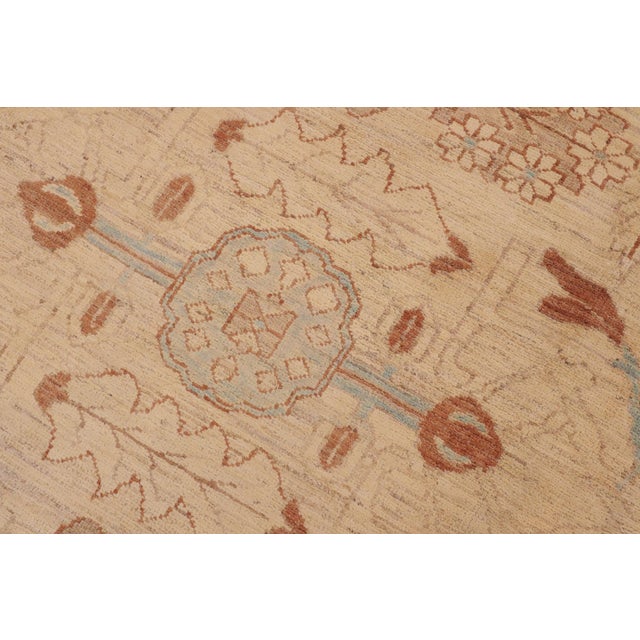 Classic Ziegler Beige Blue Hand-Knotted Wool Rug - 9'1'' X 11'3'' For Sale - Image 4 of 8