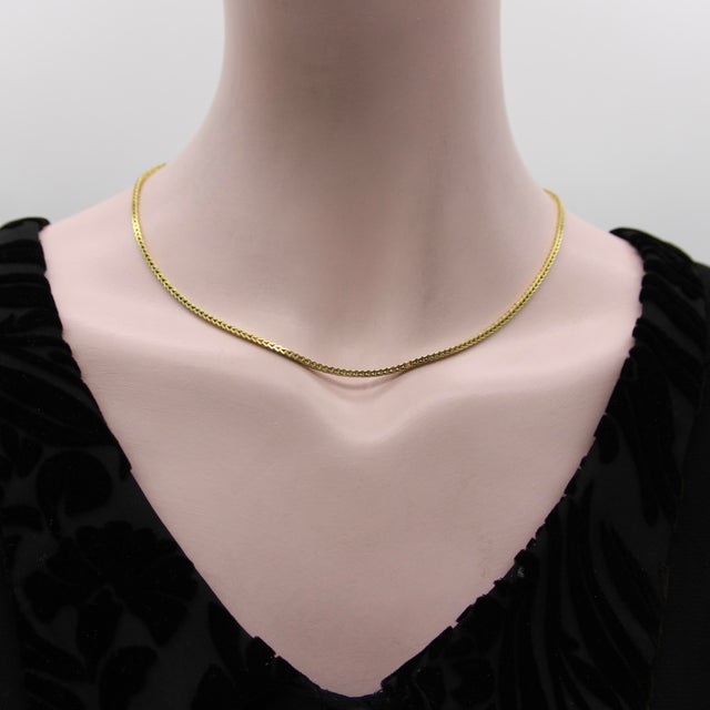 Metal Vintage 14k Gold Squared Wheat Chain For Sale - Image 7 of 8