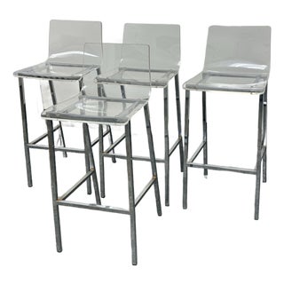 Cb2 Vapor Clear Acrylic Bar Stools, Set of Four For Sale