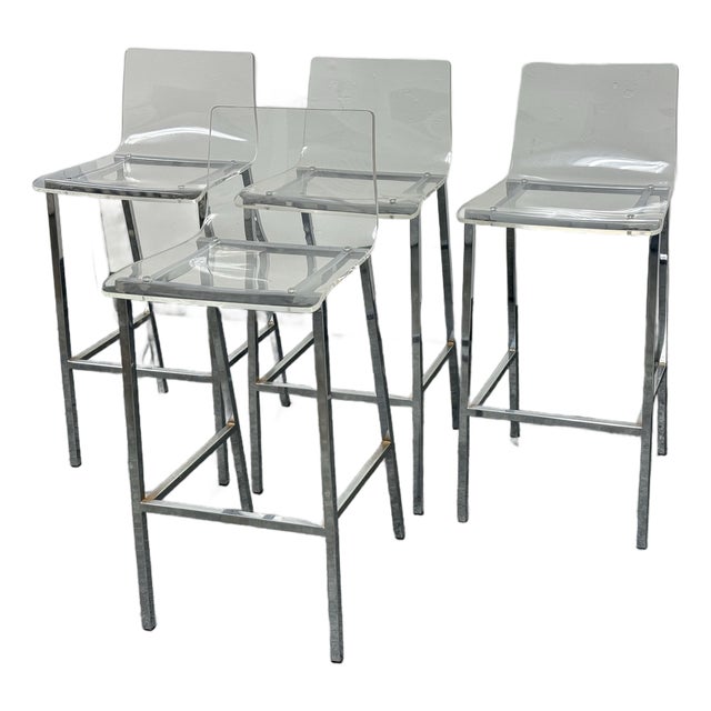 Cb2 Vapor Clear Acrylic Bar Stools, Set of Four For Sale