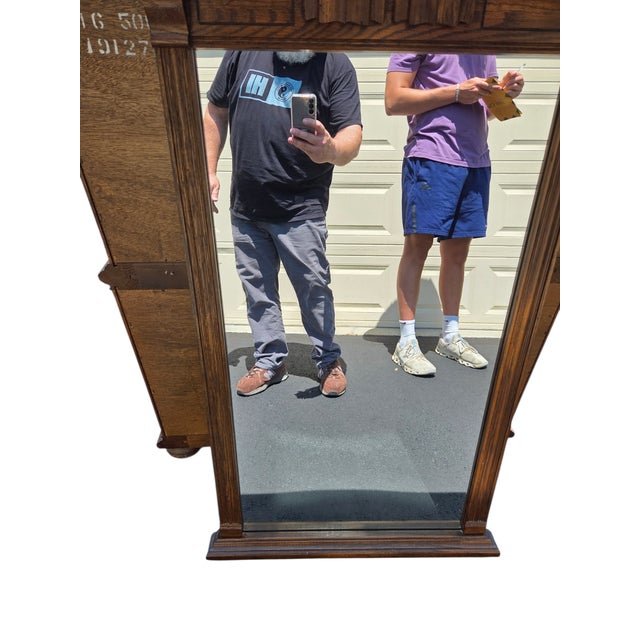 Ethan Allen 1980s Ethan Allan Console Wall Mirror Charter Oak Jacobean Gothic For Sale - Image 4 of 10