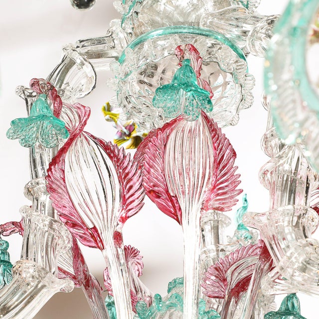 Exquisite & Rare Mid-Century Classical Hand-Blown Murano Twelve Arm Chandelier For Sale - Image 13 of 18