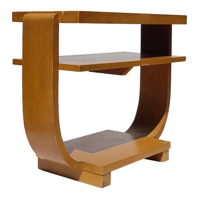 1930s Gilbert Rohde for Brown Saltman Art Deco U-Shape Occasional End Table W/Original Finish, Attributed For Sale