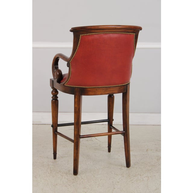 Animal Skin Hancock & Moore Red Leather Bar Stool Counter Chairs For Sale - Image 7 of 18
