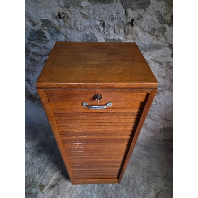 Vintage Oak Roll Top Cabinet, France, 1960s For Sale - Image 13 of 18