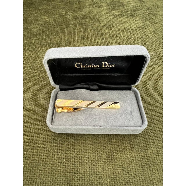 Vintage Christian Dior Gold Plate Tie Clip Circa 1970 In Original Velvet Case For Sale - Image 18 of 18