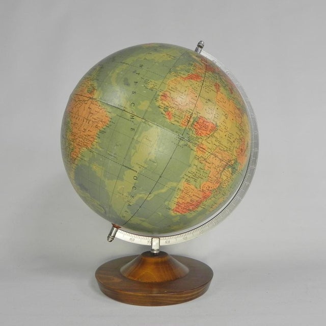Mid-Century Modern Rath Globe in Papier-Mâché on Wooden Base, 1975 For Sale - Image 3 of 16
