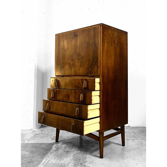 Brown French Walnut Secretary, Denmark, 1950s For Sale - Image 8 of 18