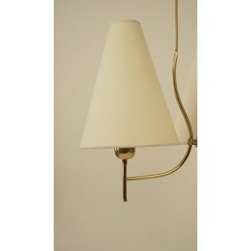 Metal Mid-Century Brass 3-Light Chandelier, 1950s For Sale - Image 7 of 18