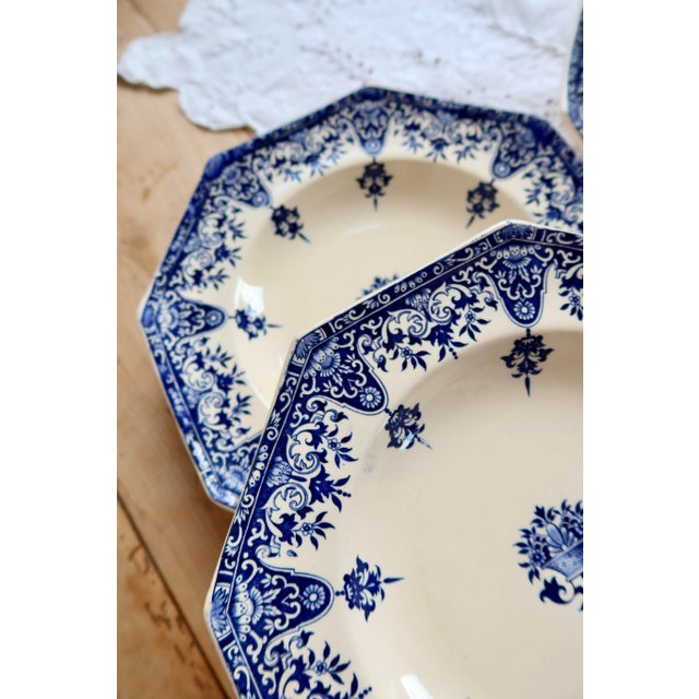 19th Century Ironstone Soup Plates with Rouen Pattern from Longchamp, Set of 6 For Sale - Image 6 of 11