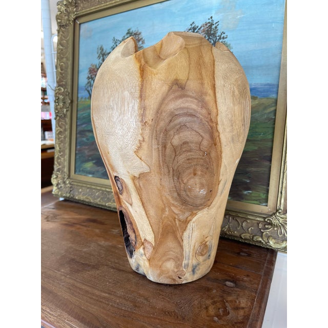 1970s Hand-Turned Natural Edge Wooden Vase With Organic Grain and Knot Details For Sale In Seattle - Image 6 of 9