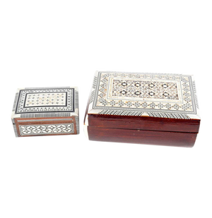 Inlaid Wood Jewelry Boxes - A Pair