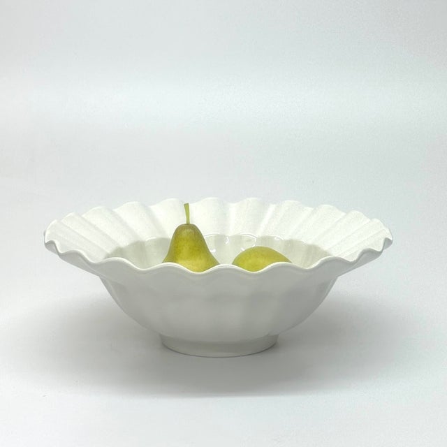 White ceramic bowl. This stunning oversized white ceramic serving bowl by Varn was made in Italy. A beautiful 1980s piece,...