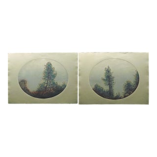 Catherine O'Connor "Spring Pines I & Ii" 2 Hand Signed Fine Art Etchings, Trees For Sale