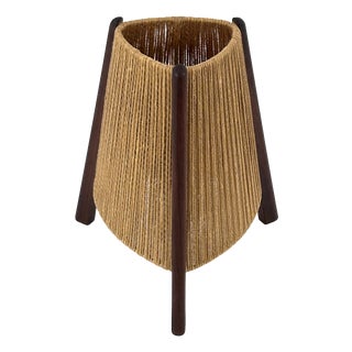 Mid-Century Modern Teak Sisal Bedside Table Lamp, Denmark, 1960s For Sale