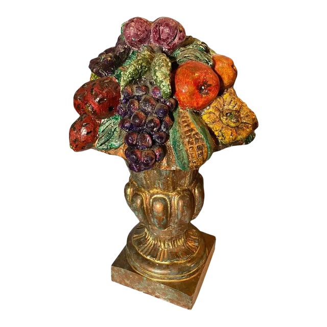 Vintage Urn With Fruit - Cast Composite For Sale